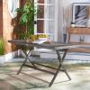 Safavieh PAT7503A Outdoor Collection Akita Black Rectangle Folding Table(Grey Brown / White)