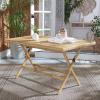 Safavieh PAT7503A Outdoor Collection Akita Black Rectangle Folding Table(Natural / White)