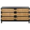 SAFAVIEH Couture Collection – Roseanne Black & Natural Banana Stem Dresser, Modern 6-Drawer Storage Chest (SFV1328A)(Black/Natural)