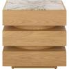 SAFAVIEH Couture Collection – Shayrina Walnut & Dark Brown Marble Accent Table, Sculptural Wood Base Side Table (SFV9765B)(Natural/White)