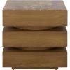 SAFAVIEH Couture Collection – Shayrina Walnut & Dark Brown Marble Accent Table, Sculptural Wood Base Side Table (SFV9765B)(Walnut/Dark Brown)