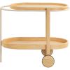 SAFAVIEH Couture Collection – Trianna Natural 2-Shelf Oval Wood Bar Cart, Rolling Serving Cart with Shelves, Modern Entertaining Design, Fully Assembled (SFV7254A)(Natural)