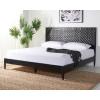 SAFAVIEH Couture Collection Cassity Brown/Natural Solid Wood Queen Size Bed with Woven Leather Headboard(Black)