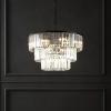 SAFAVIEH Couture Collection Karissa Art Deco Crystal Nickle 3-Tier Adjustable Halo Chandelier(Black)