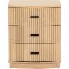 SAFAVIEH Couture Collection Shelbie Black 3-Drawer Reeded Nightstand, Fully Assembled Bedside Accent Table(Oak/Black)