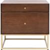 SAFAVIEH Couture Home Collection Adelyn Walnut & Gold 2-Drawer Nightstand Table, Fully Assembled (SFV7209A)(Walnut / Gold)