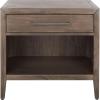 SAFAVIEH Couture Home Collection Ariella Light Grey 1-Drawer 1-Shelf Wood Nightstand Table (Fully Assembled)(Light Brown)