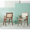 SAFAVIEH Couture Home Collection Hattie Walnut/Natural French Cane Living Room Dining Arm Chair (Set of 2) SFV4115D-SET2(Walnut / Natural)