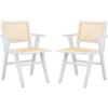 SAFAVIEH Couture Home Collection Hattie Walnut/Natural French Cane Living Room Dining Arm Chair (Set of 2) SFV4115D-SET2(White / Natural)