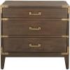 SAFAVIEH Couture Home Collection Nisha Light Grey 3-Drawer Wood Nightstand Table (Fully Assembled)(Brown)