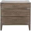 SAFAVIEH Couture Home Collection Nisha Light Grey 3-Drawer Wood Nightstand Table (Fully Assembled)(Light Brown)
