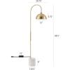 SAFAVIEH Couture Lighting Collection – Rosabellina Gold & White 68-Inch Dimmable Marble Floor Lamp, Modern Arched Metal Shade, LED Bulb Included (CTL1104A)