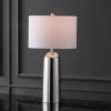 SAFAVIEH Couture Lighting Collection Chadric Silver/White 29-inch Table Lamp for Bedroom Living Room Home Office Desk Nightstand (LED Bulb Included)(Silver/White)