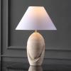 SAFAVIEH Couture Lighting Collection Janette Travertine/White 25-inch Table Lamp for Bedroom Living Room Home Office Desk Nightstand (LED Bulb Included)