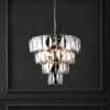 SAFAVIEH Couture Lighting Collection Jaylee Art Deco Nickel/Dark Grey Crystal 4-Tier Hanging Adjustable Chandelier Light Fixture (LED Bulbs Included)