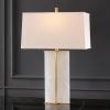 SAFAVIEH Couture Lighting Collection Natalee Gold/White Marble 31-inch Table Lamp (LED Bulbs Included)(Gold/White)