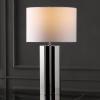 SAFAVIEH Couture Lighting Collection Rollins Square Metal Gold/White 27-inch Bedroom Living Room Home Office Desk Nightstand Table Lamp (LED Bulb Included)(Nickel/White)