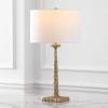 SAFAVIEH Couture Lighting Collection Roxalina Black/White Metal Base 29-inch Dimmable Table Lamp (LED Bulbs Included)(Antique Brass/White)