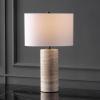 SAFAVIEH Couture Lighting Collection Rynetta Dark Brown/White 24-inch Dimmable Table Lamp for Bedroom Living Room Home Office Desk Nightstand (LED Bulb Included)(Light Brown/White)