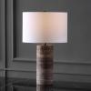 SAFAVIEH Couture Lighting Collection Rynetta Dark Brown/White 24-inch Dimmable Table Lamp for Bedroom Living Room Home Office Desk Nightstand (LED Bulb Included)(Dark Brown/White)