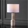 SAFAVIEH Couture Lighting Collection Tywin Travertine/White 27-inch Dimmable Table Lamp for Bedroom Living Room Home Office Desk Nightstand (LED Bulb Included)