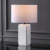 SAFAVIEH Couture Lighting Collection Zahra White Marble 23-inch Dimmable Table Lamp for Bedroom Living Room Home Office Desk Nightstand (LED Bulb Included)(White)
