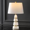 SAFAVIEH Couture Lighting Collection Zhang Handmade White/Gold Alabaster 25-inch Table Lamp(White/Gold)