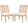 SAFAVIEH Couture Patio Dominica Natural and White Wooden Outdoor Dining Chair (Set of 2), Natural/White(Natural/White)