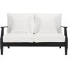 SAFAVIEH Couture Patio Martinique Natural and White Wood Outdoor Loveseat, Natural/White(Black/White)