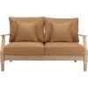 SAFAVIEH Couture Patio Martinique Natural and White Wood Outdoor Loveseat, Natural/White(Natural/Brown)