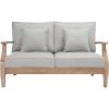 SAFAVIEH Couture Patio Martinique Natural and White Wood Outdoor Loveseat, Natural/White(Natural/Grey)
