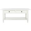 SAFAVIEH Home Collection – Boris Vintage Grey Coffee Table with Drawers & Shelf, Farmhouse Storage Coffee Table, Carved Detail Design (AMH5706A)(Distressed Cream)