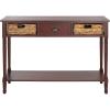 SAFAVIEH Home Collection – Christa Distressed White Console Table with Rattan Drawers & Shelf, Coastal Cottage Storage Console, Vintage Design (AMH5737B)(Cherry)