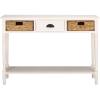 SAFAVIEH Home Collection – Christa Distressed White Console Table with Rattan Drawers & Shelf, Coastal Cottage Storage Console, Vintage Design (AMH5737B)(Ivory)