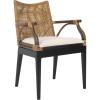 SAFAVIEH Home Collection – Gianni Brown & Black Solid Wood Rattan Arm Chair, Tropical Coastal Accent Seating for Living Room or Dining Space (SEA4011A)(Brown / Black)