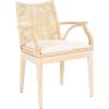 SAFAVIEH Home Collection – Gianni Brown & Black Solid Wood Rattan Arm Chair, Tropical Coastal Accent Seating for Living Room or Dining Space (SEA4011A)(Natural / White Washed)