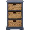 SAFAVIEH Home Collection – Halle Distressed Black Storage Side Table with Wicker Baskets, Farmhouse Accent Storage, Fully Assembled (AMH5738A)(Blue)