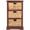 SAFAVIEH Home Collection – Halle Distressed Black Storage Side Table with Wicker Baskets, Farmhouse Accent Storage, Fully Assembled (AMH5738A)(Cherry)