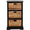 SAFAVIEH Home Collection – Halle Distressed Black Storage Side Table with Wicker Baskets, Farmhouse Accent Storage, Fully Assembled (AMH5738A)(Distressed Black)