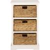 SAFAVIEH Home Collection – Halle Distressed Black Storage Side Table with Wicker Baskets, Farmhouse Accent Storage, Fully Assembled (AMH5738A)(Ivory)