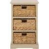 SAFAVIEH Home Collection – Halle Distressed Black Storage Side Table with Wicker Baskets, Farmhouse Accent Storage, Fully Assembled (AMH5738A)(Sand)