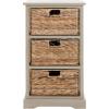 SAFAVIEH Home Collection – Halle Distressed Black Storage Side Table with Wicker Baskets, Farmhouse Accent Storage, Fully Assembled (AMH5738A)(Vintage Grey)