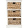 SAFAVIEH Home Collection – Halle Distressed Black Storage Side Table with Wicker Baskets, Farmhouse Accent Storage, Fully Assembled (AMH5738A)(Vintage White)