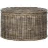 SAFAVIEH Home Collection – Jesse Grey Wicker Storage Round Coffee Table, Fully Assembled, Handwoven Rattan with Lift-Off Lid & Cotton-Lined Interior, Decorative Living Room Accent (SEA7034B)(Grey)