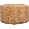 SAFAVIEH Home Collection – Jesse Grey Wicker Storage Round Coffee Table, Fully Assembled, Handwoven Rattan with Lift-Off Lid & Cotton-Lined Interior, Decorative Living Room Accent (SEA7034B)(Natural)