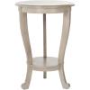 SAFAVIEH Home Collection – Mary Vintage Grey Pedestal End Table with Shelf, Classic Cabriole Design, Round Accent Table for Living Room or Bedroom (AMH5711A)(Vintage Grey)