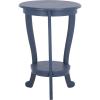 SAFAVIEH Home Collection – Mary Vintage Grey Pedestal End Table with Shelf, Classic Cabriole Design, Round Accent Table for Living Room or Bedroom (AMH5711A)(Blue)