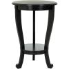 SAFAVIEH Home Collection – Mary Vintage Grey Pedestal End Table with Shelf, Classic Cabriole Design, Round Accent Table for Living Room or Bedroom (AMH5711A)(Distressed Black)