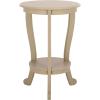 SAFAVIEH Home Collection – Mary Vintage Grey Pedestal End Table with Shelf, Classic Cabriole Design, Round Accent Table for Living Room or Bedroom (AMH5711A)(Sand)