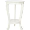 SAFAVIEH Home Collection – Mary Vintage Grey Pedestal End Table with Shelf, Classic Cabriole Design, Round Accent Table for Living Room or Bedroom (AMH5711A)(Distressed Cream)